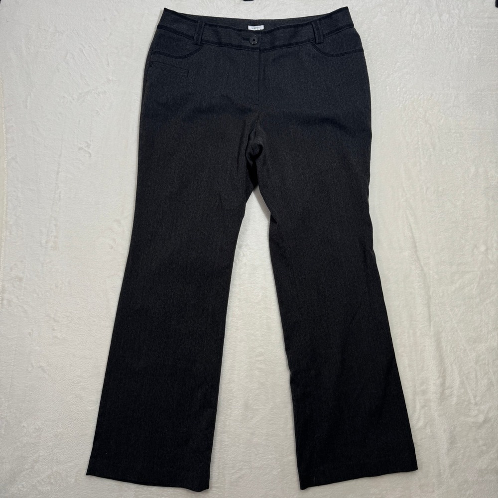 Liz Claiborne Dress Pants Women 14 Grey Herringbone Bootcut Stretch Professional